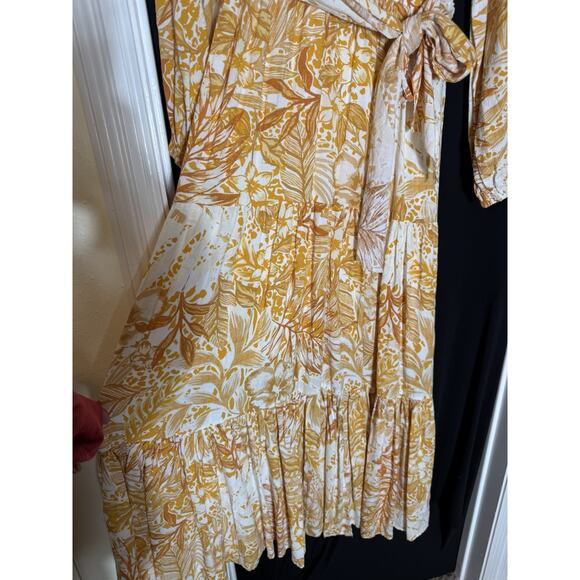 BOHOME Collection Women's Dress XS Maxi Marigold White Tropical Resort Peasant - Picture 4 of 11